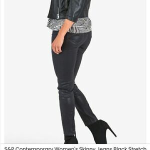 NORDSYROMS STANDARDS / PRACTICES black liquid faux leather JEANS 31